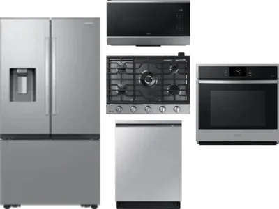 5 Piece Package Includes Refrigerator, Cooktop, Wall Oven, Microwave And Dishwasher