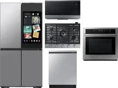 5 Piece Package Includes Refrigerator, Cooktop, Wall Oven, Microwave And Dishwasher