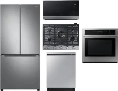 5 Piece Package Includes Refrigerator, Cooktop, Wall Oven, Microwave And Dishwasher