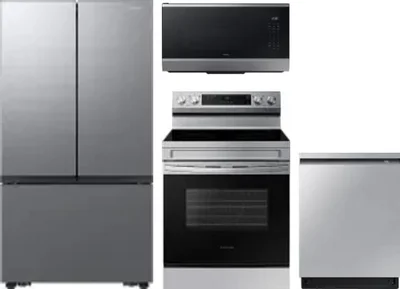 4 Piece Package Includes Refrigerator, Range, Microwave And Dishwasher