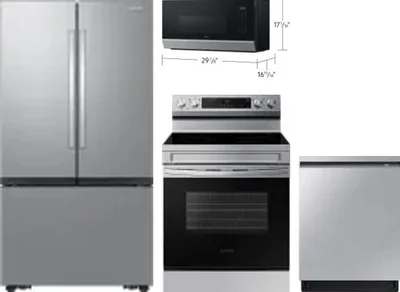 4 Piece Package Includes Refrigerator, Range, Microwave And Dishwasher