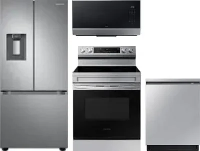 4 Piece Package Includes Refrigerator, Range, Microwave And Dishwasher