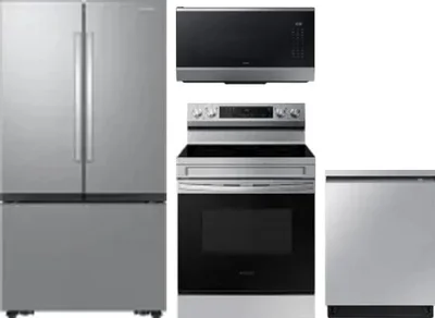 4 Piece Package Includes Refrigerator, Range, Microwave And Dishwasher