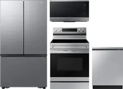 4 Piece Package Includes Refrigerator, Range, Microwave And Dishwasher