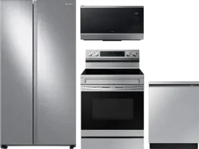 4 Piece Package Includes Refrigerator, Range, Microwave And Dishwasher