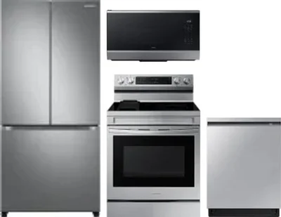 4 Piece Package Includes Refrigerator, Range, Microwave And Dishwasher