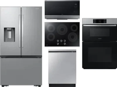 5 Piece Package Includes Refrigerator, Cooktop, Wall Oven, Microwave And Dishwasher