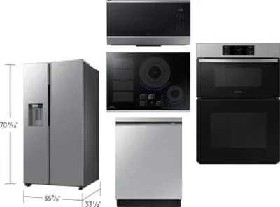 5 Piece Package Includes Refrigerator, Cooktop, Wall Oven, Microwave And Dishwasher