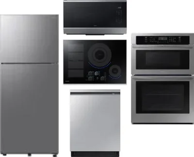 5 Piece Package Includes Refrigerator, Cooktop, Wall Oven, Microwave And Dishwasher