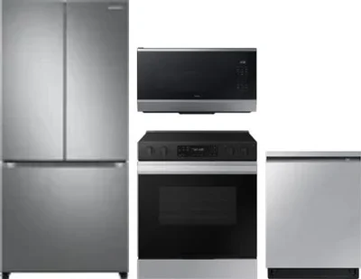 4 Piece Package Includes Refrigerator, Range, Microwave And Dishwasher