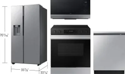 4 Piece Package Includes Refrigerator, Range, Microwave And Dishwasher
