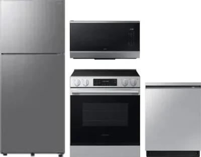 4 Piece Package Includes Refrigerator, Range, Microwave And Dishwasher