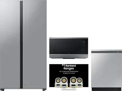4 Piece Package Includes Refrigerator, Range, Microwave And Dishwasher