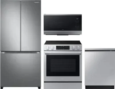 4 Piece Package Includes Refrigerator, Range, Microwave And Dishwasher