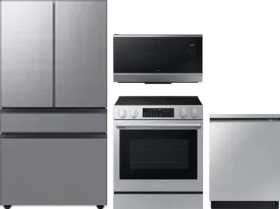 4 Piece Package Includes Refrigerator, Range, Microwave And Dishwasher