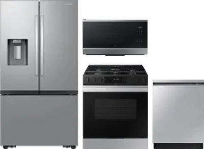 4 Piece Package Includes Refrigerator, Range, Microwave And Dishwasher