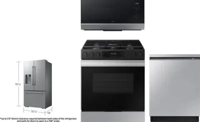 4 Piece Package Includes Refrigerator, Range, Microwave And Dishwasher