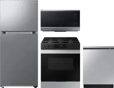 4 Piece Package Includes Refrigerator, Range, Microwave And Dishwasher