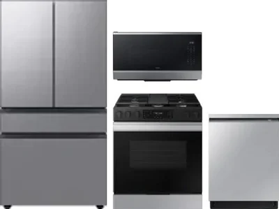 4 Piece Package Includes Refrigerator, Range, Microwave And Dishwasher