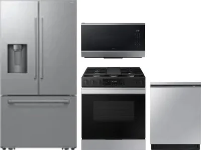 4 Piece Package Includes Refrigerator, Range, Microwave And Dishwasher