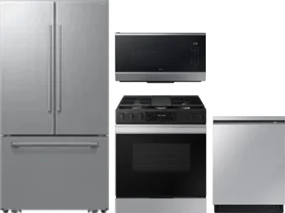 4 Piece Package Includes Refrigerator, Range, Microwave And Dishwasher