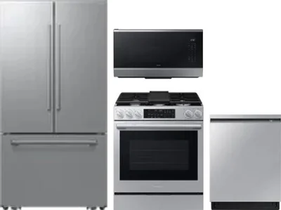 4 Piece Package Includes Refrigerator, Range, Microwave And Dishwasher