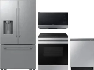 4 Piece Package Includes Refrigerator, Range, Microwave And Dishwasher