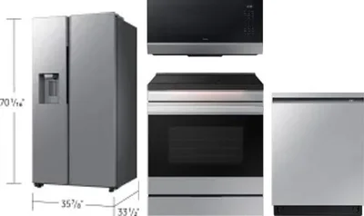 4 Piece Package Includes Refrigerator, Range, Microwave And Dishwasher