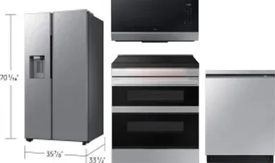 4 Piece Package Includes Refrigerator, Range, Microwave And Dishwasher