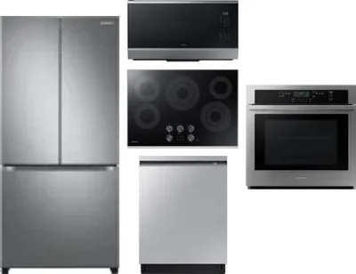5 Piece Package Includes Refrigerator, Cooktop, Wall Oven, Microwave And Dishwasher