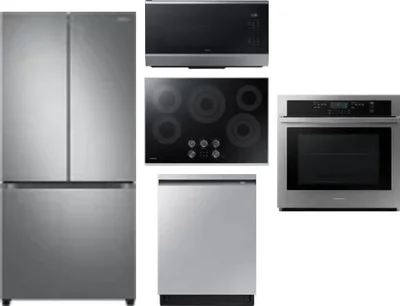 5 Piece Package Includes Refrigerator, Cooktop, Wall Oven, Microwave And Dishwasher