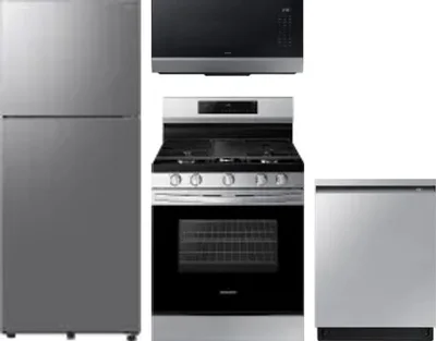 4 Piece Package Includes Refrigerator, Range, Microwave And Dishwasher