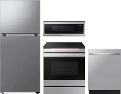 4 Piece Package Includes Refrigerator, Range, Microwave And Dishwasher