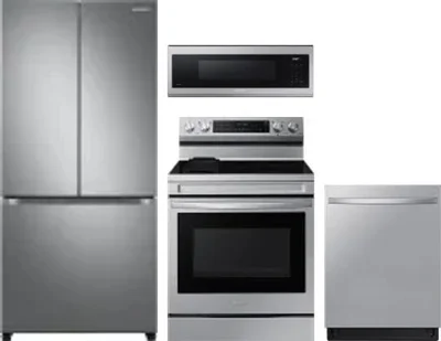 4 Piece Package Includes Refrigerator, Range, Microwave And Dishwasher