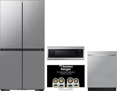 4 Piece Package Includes Refrigerator, Range, Microwave And Dishwasher