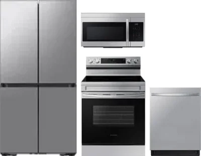 4 Piece Package Includes Refrigerator, Range, Microwave And Dishwasher
