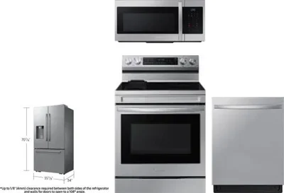4 Piece Package Includes Refrigerator, Range, Microwave And Dishwasher