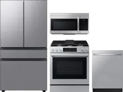 4 Piece Package Includes Refrigerator, Range, Microwave And Dishwasher