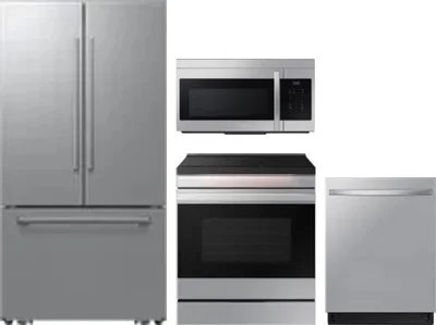 4 Piece Package Includes Refrigerator, Range, Microwave And Dishwasher