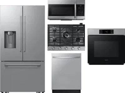 5 Piece Package Includes Refrigerator, Cooktop, Wall Oven, Microwave And Dishwasher
