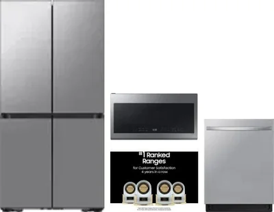 4 Piece Package Includes Refrigerator, Range, Microwave And Dishwasher