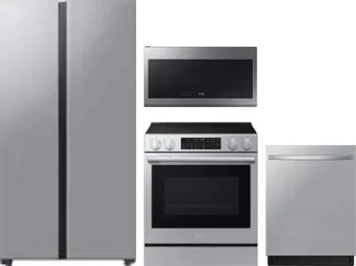 4 Piece Package Includes Refrigerator, Range, Microwave And Dishwasher