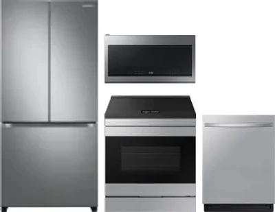 4 Piece Package Includes Refrigerator, Range, Microwave And Dishwasher
