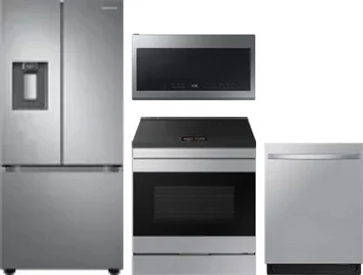 4 Piece Package Includes Refrigerator, Range, Microwave And Dishwasher