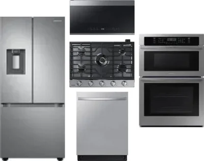 5 Piece Package Includes Refrigerator, Cooktop, Wall Oven, Microwave And Dishwasher