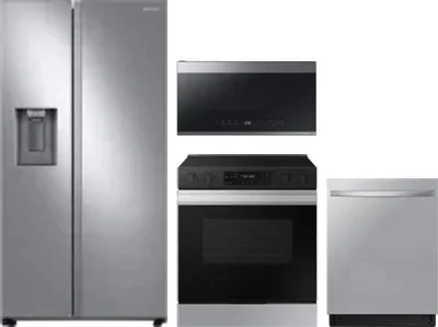 4 Piece Package Includes Refrigerator, Range, Microwave And Dishwasher