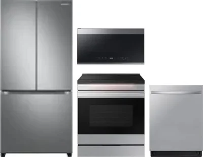 4 Piece Package Includes Refrigerator, Range, Microwave And Dishwasher