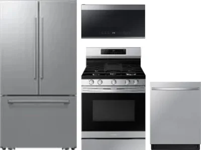 4 Piece Package Includes Refrigerator, Range, Microwave And Dishwasher