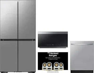 4 Piece Package Includes Refrigerator, Range, Microwave And Dishwasher