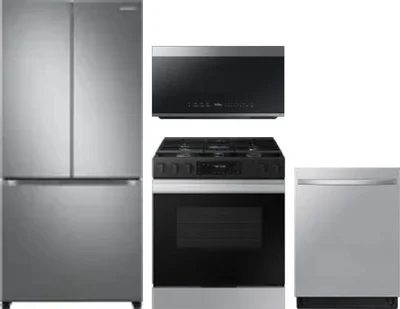 4 Piece Package Includes Refrigerator, Range, Microwave And Dishwasher